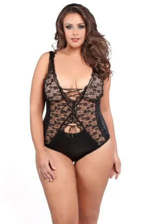 Aliya Kissed by Lace Teddy - Queen Size - Black