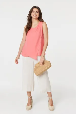 Asymmetric Pleat Front Blouse Top