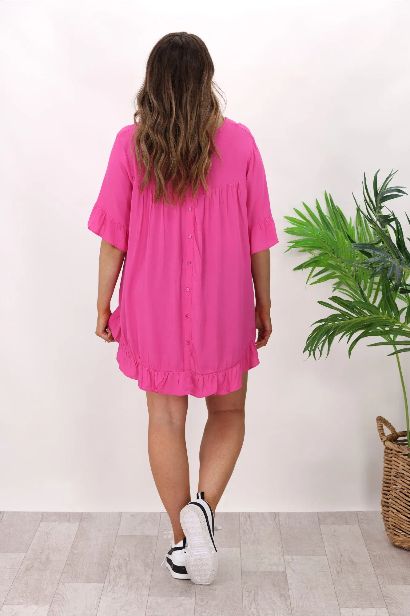 Boho Australia Cisco Frill Top Hot Pink