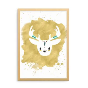 Born Lucky - Gold Stag Art Print