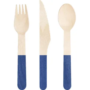 Bulk Cobalt Wooden Cutlery, Assorted (Case of 288)