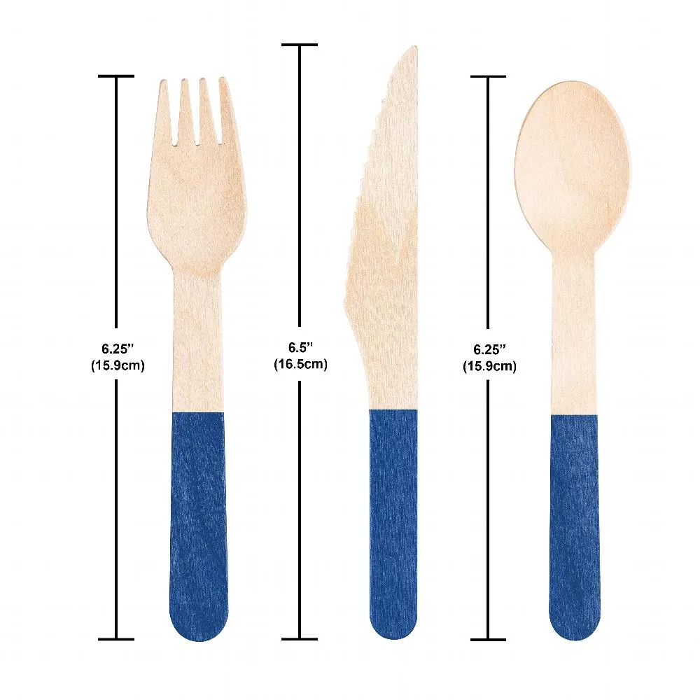 Bulk Cobalt Wooden Cutlery, Assorted (Case of 288)