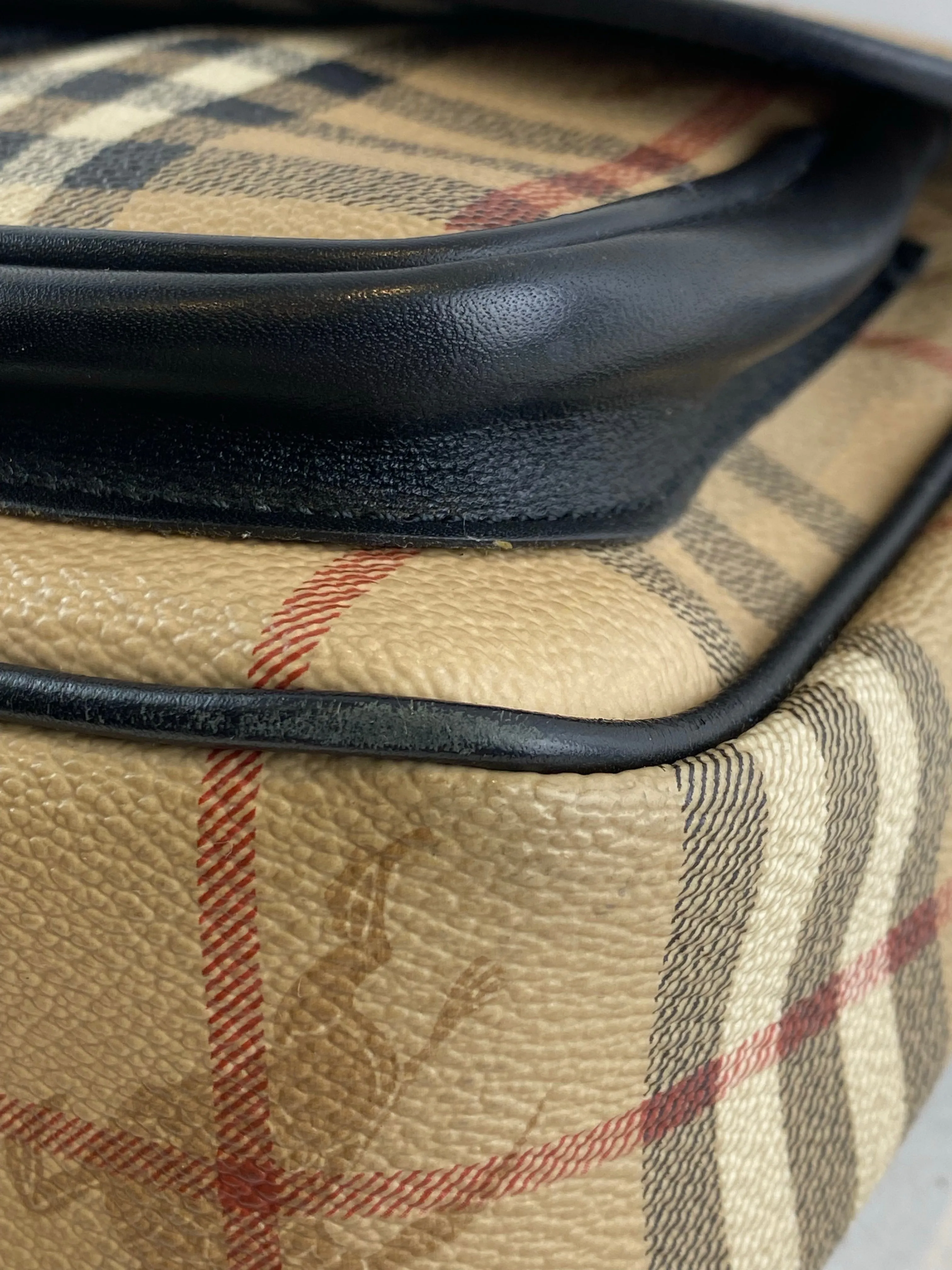 Burberry Classic Nova Check Canvas & Black Leather Crossbody