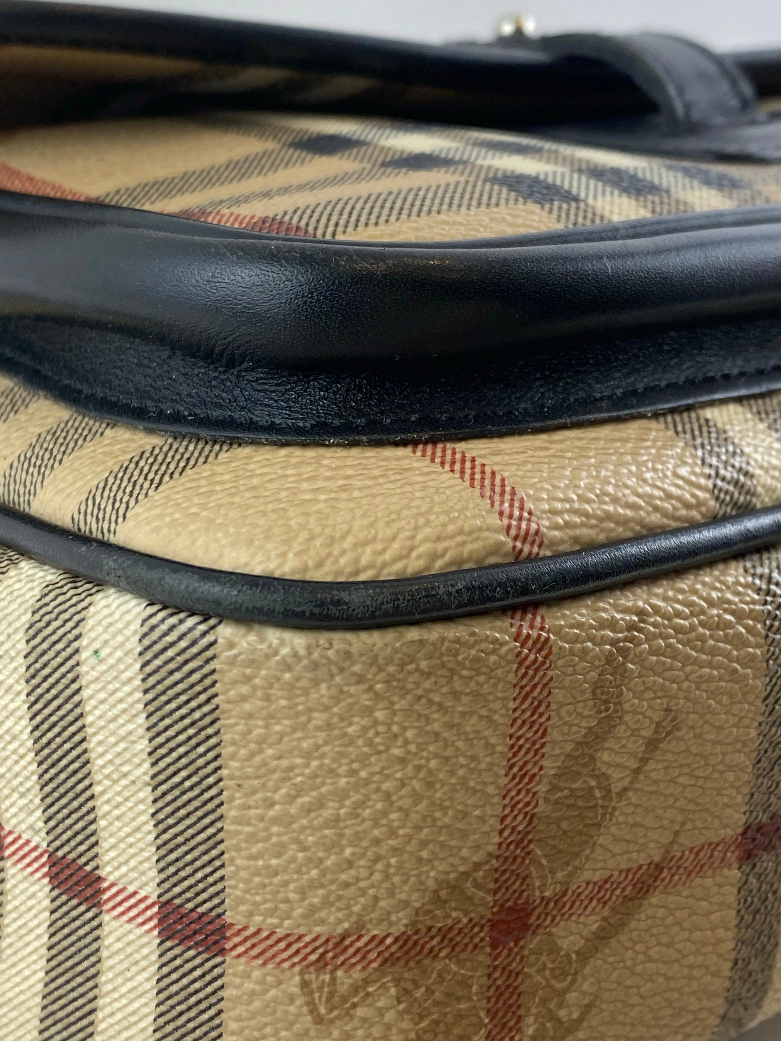 Burberry Classic Nova Check Canvas & Black Leather Crossbody