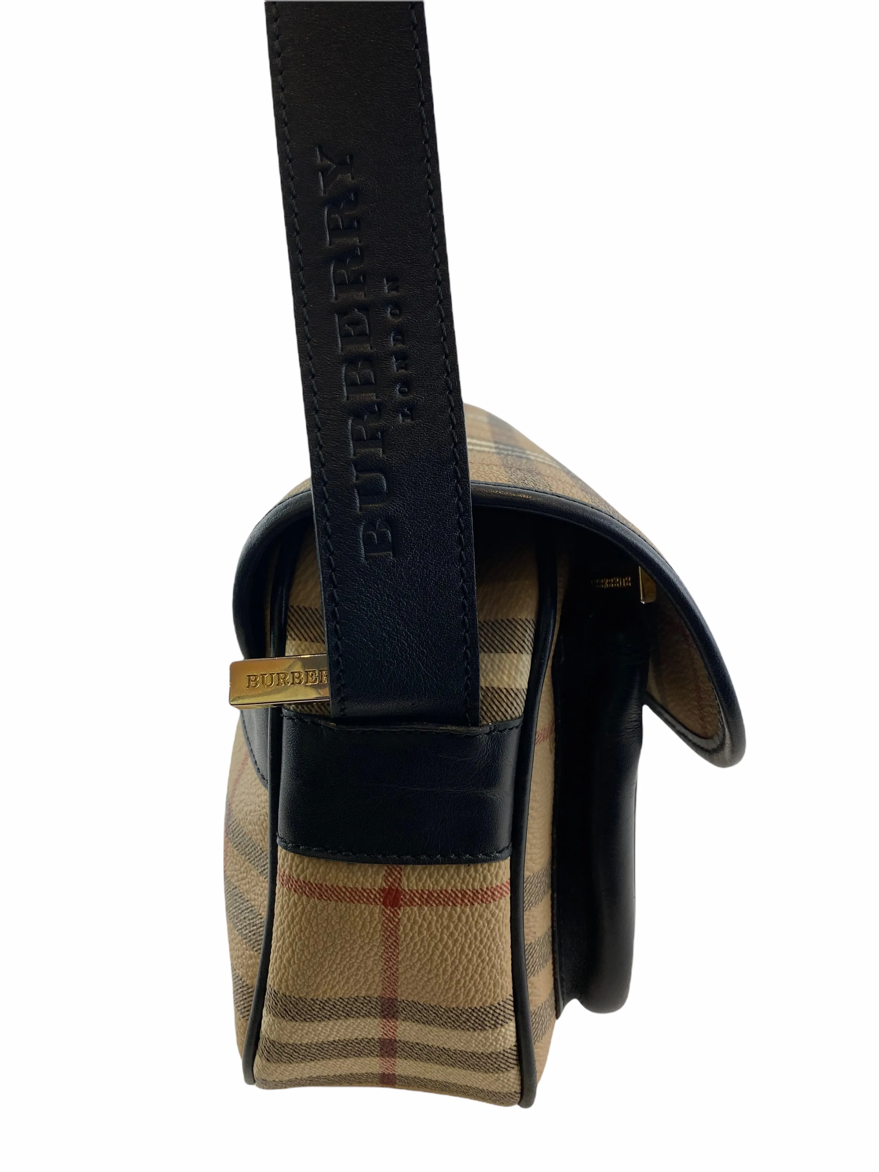 Burberry Classic Nova Check Canvas & Black Leather Crossbody