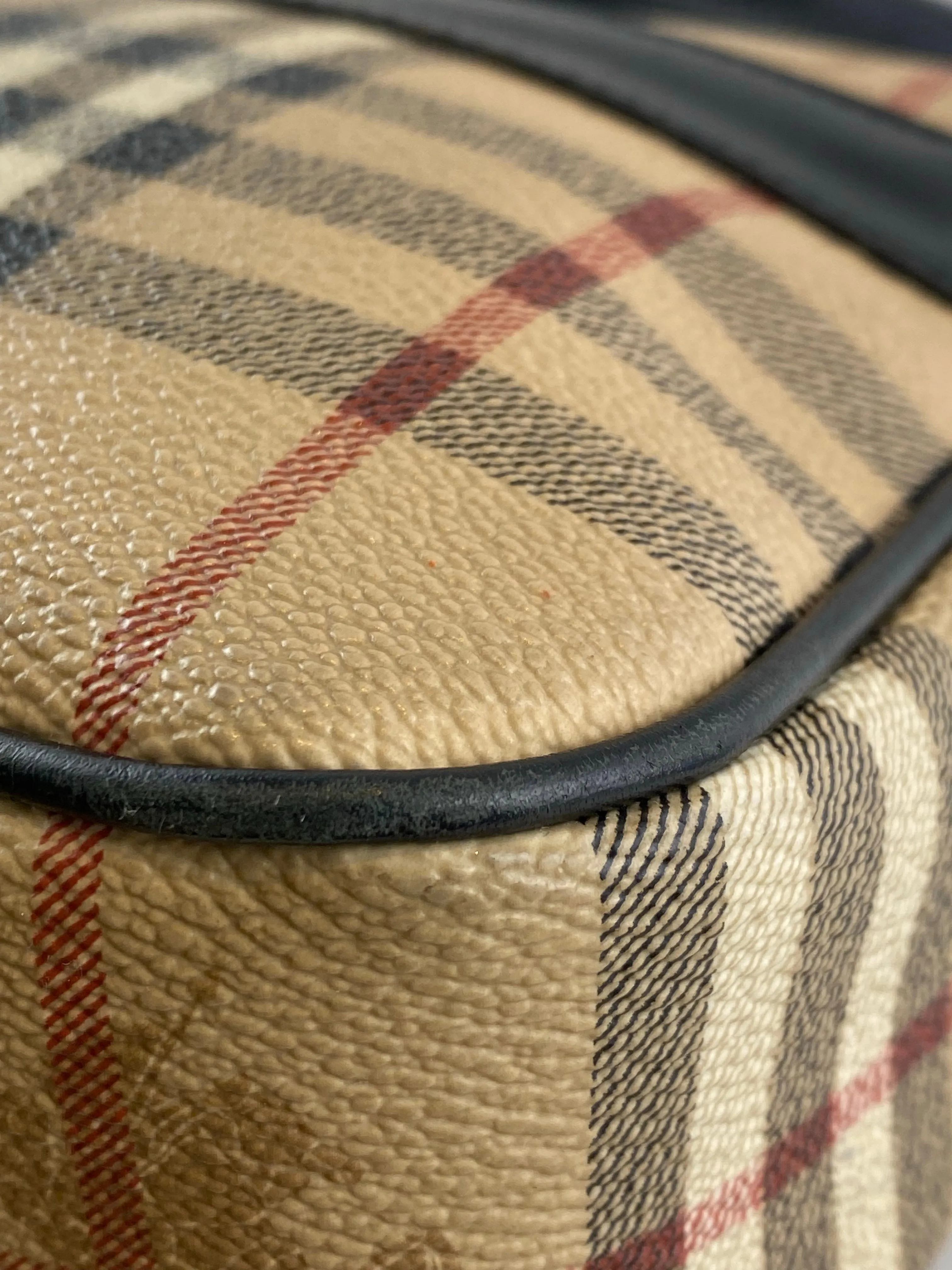 Burberry Classic Nova Check Canvas & Black Leather Crossbody