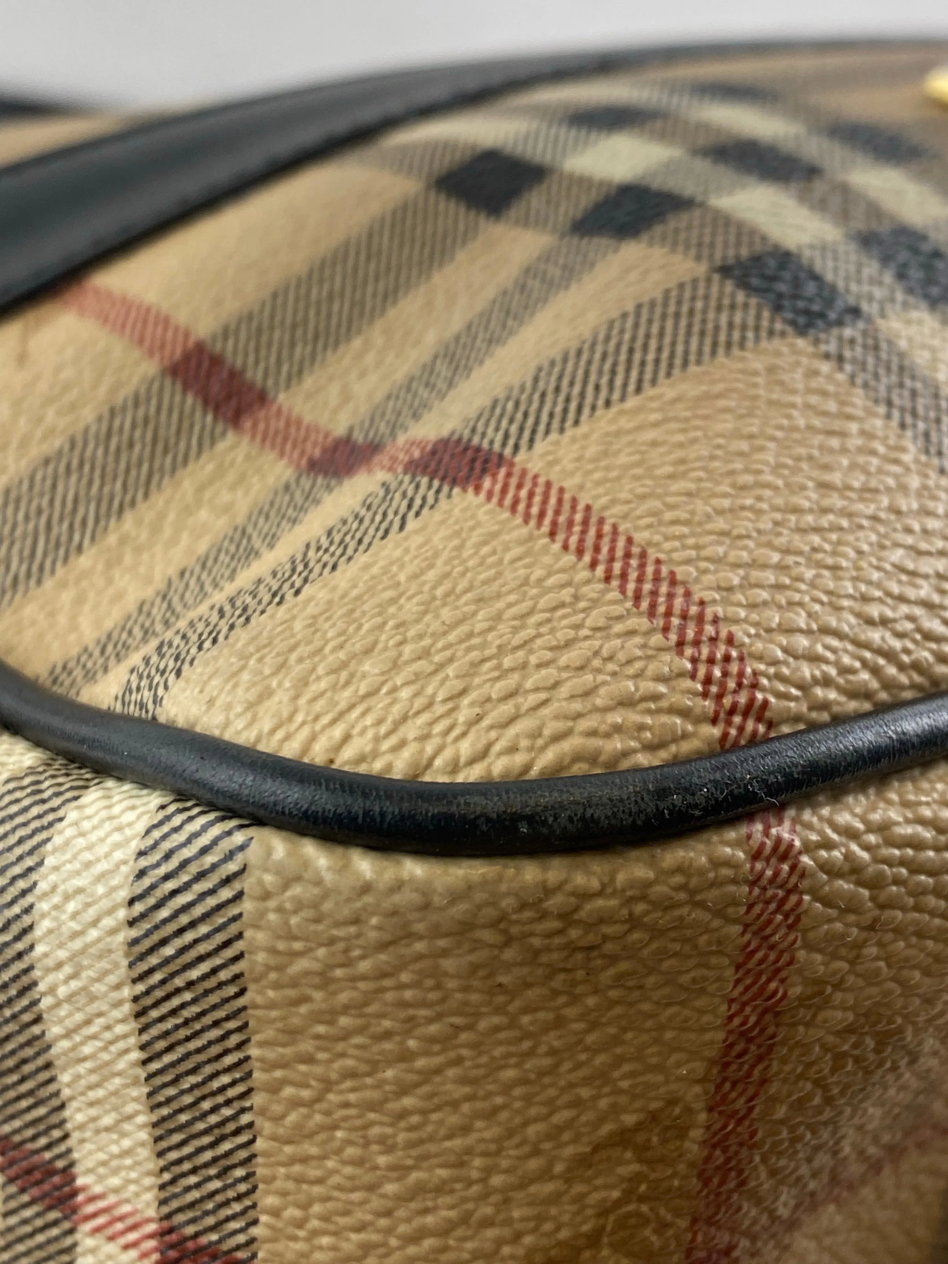 Burberry Classic Nova Check Canvas & Black Leather Crossbody