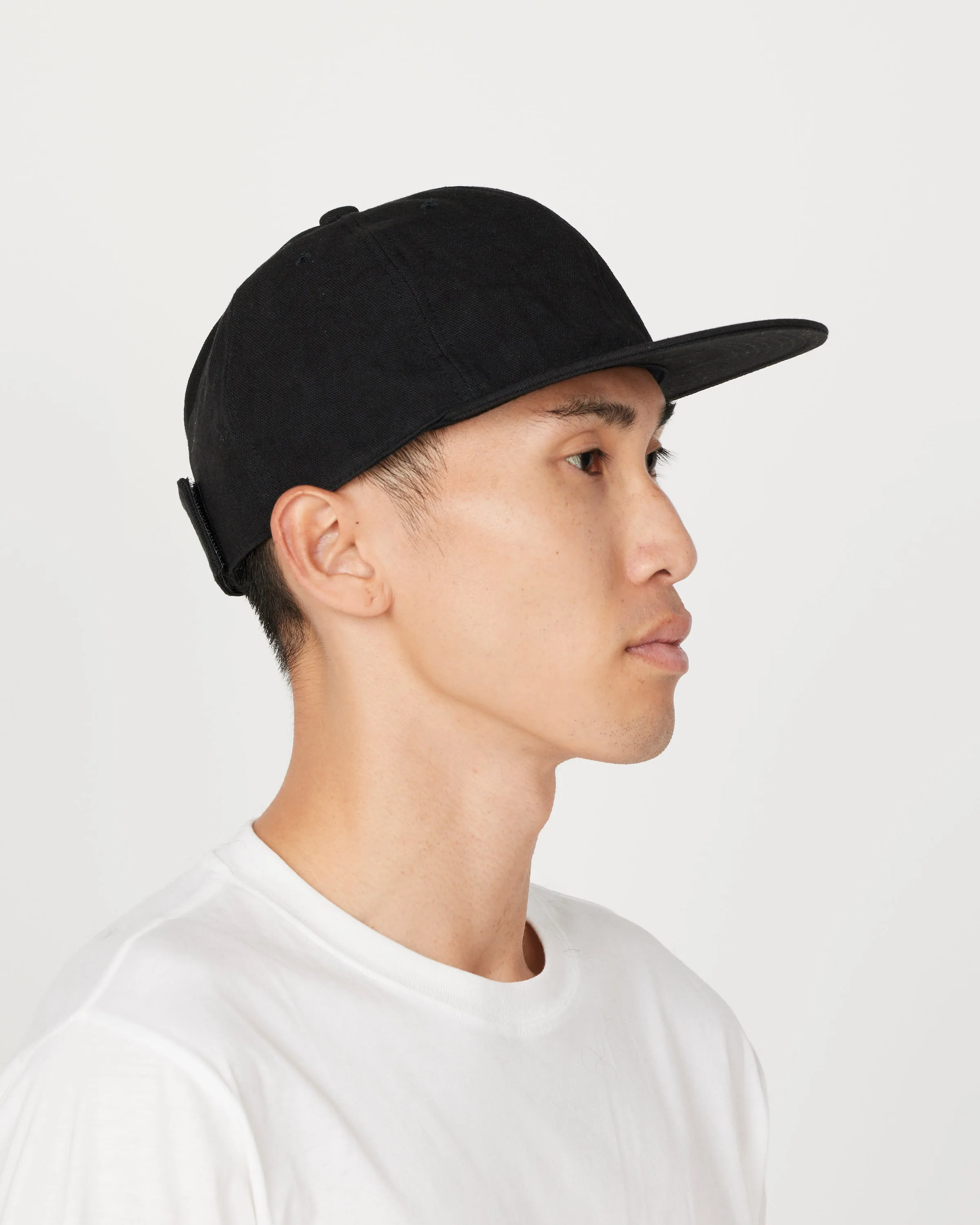 Canvas Velcro Back Cap in Black