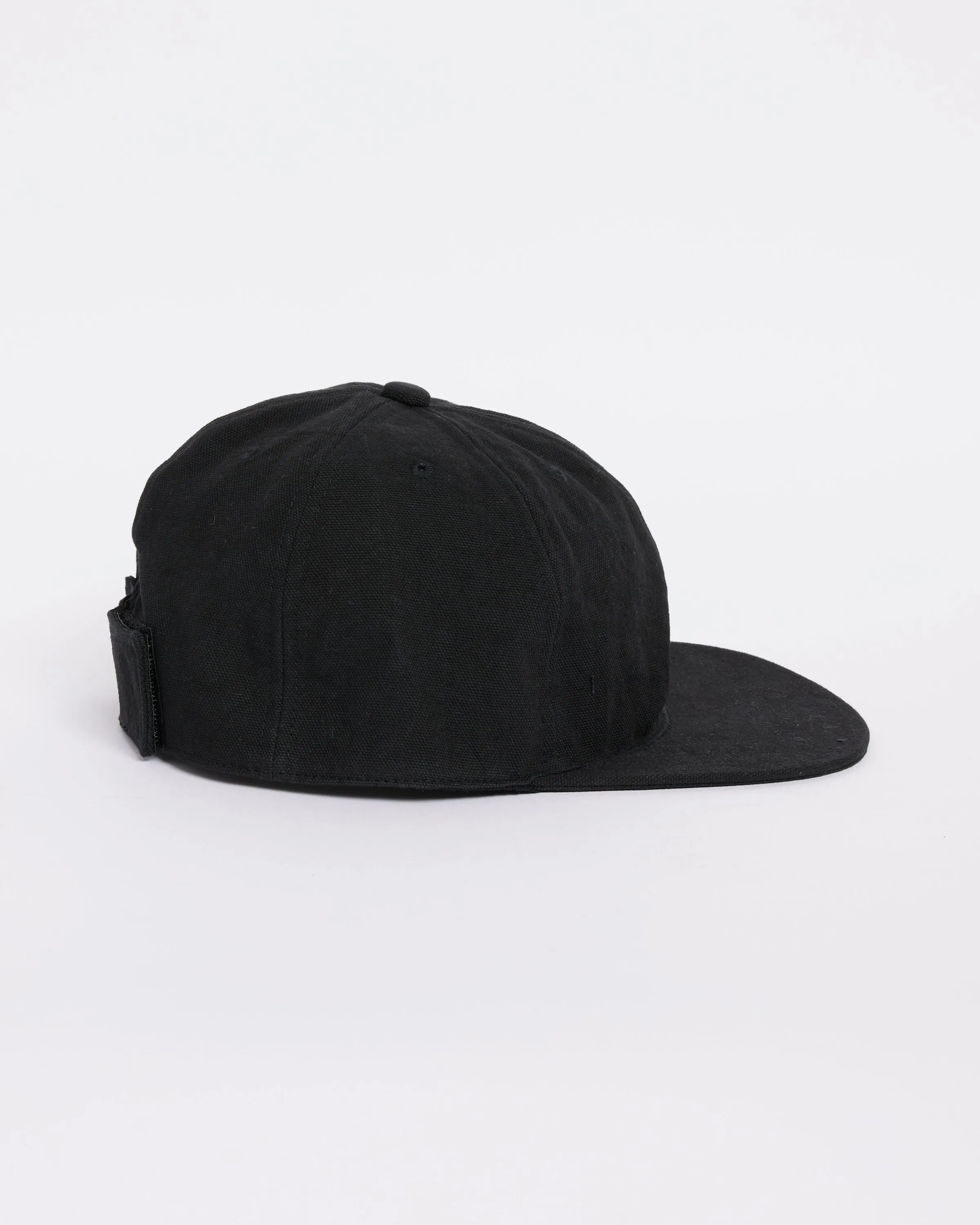 Canvas Velcro Back Cap in Black