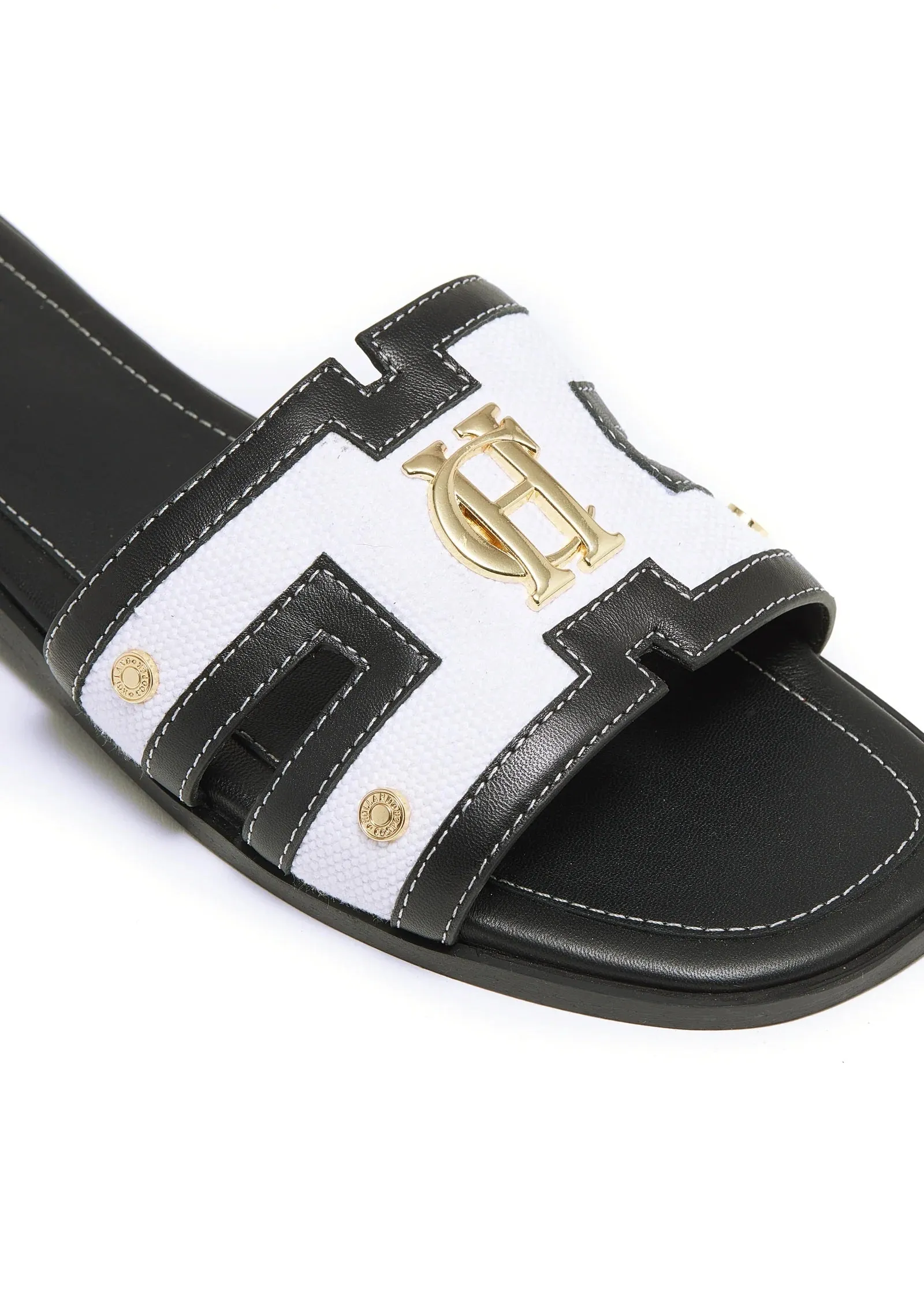 Holland Cooper Monogram Ladies Slide in Black Canvas