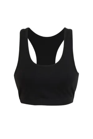 Ladies Gym Y-Back Crop Top - Black