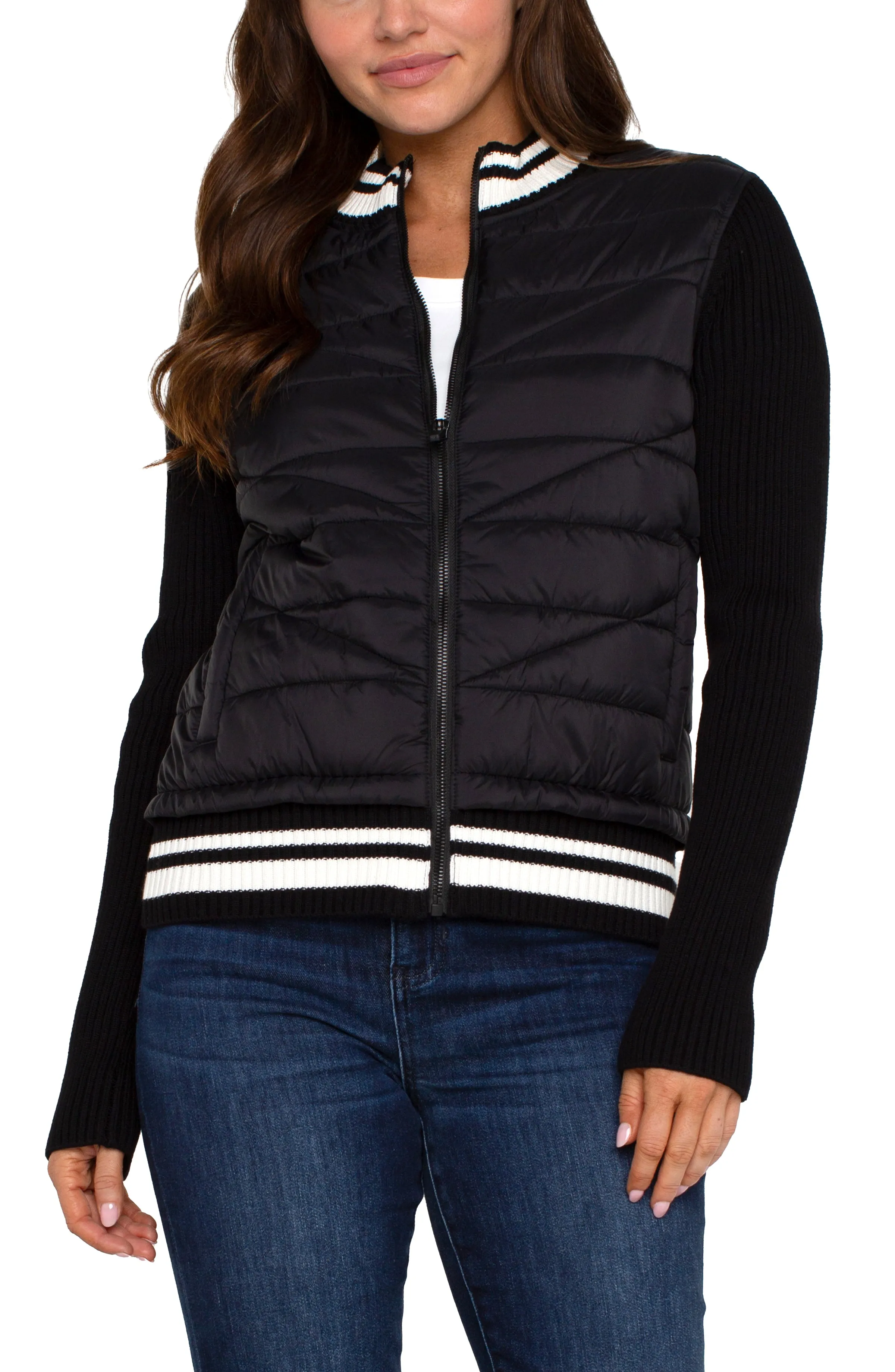 Long Sleeve Quilted Front Jacket