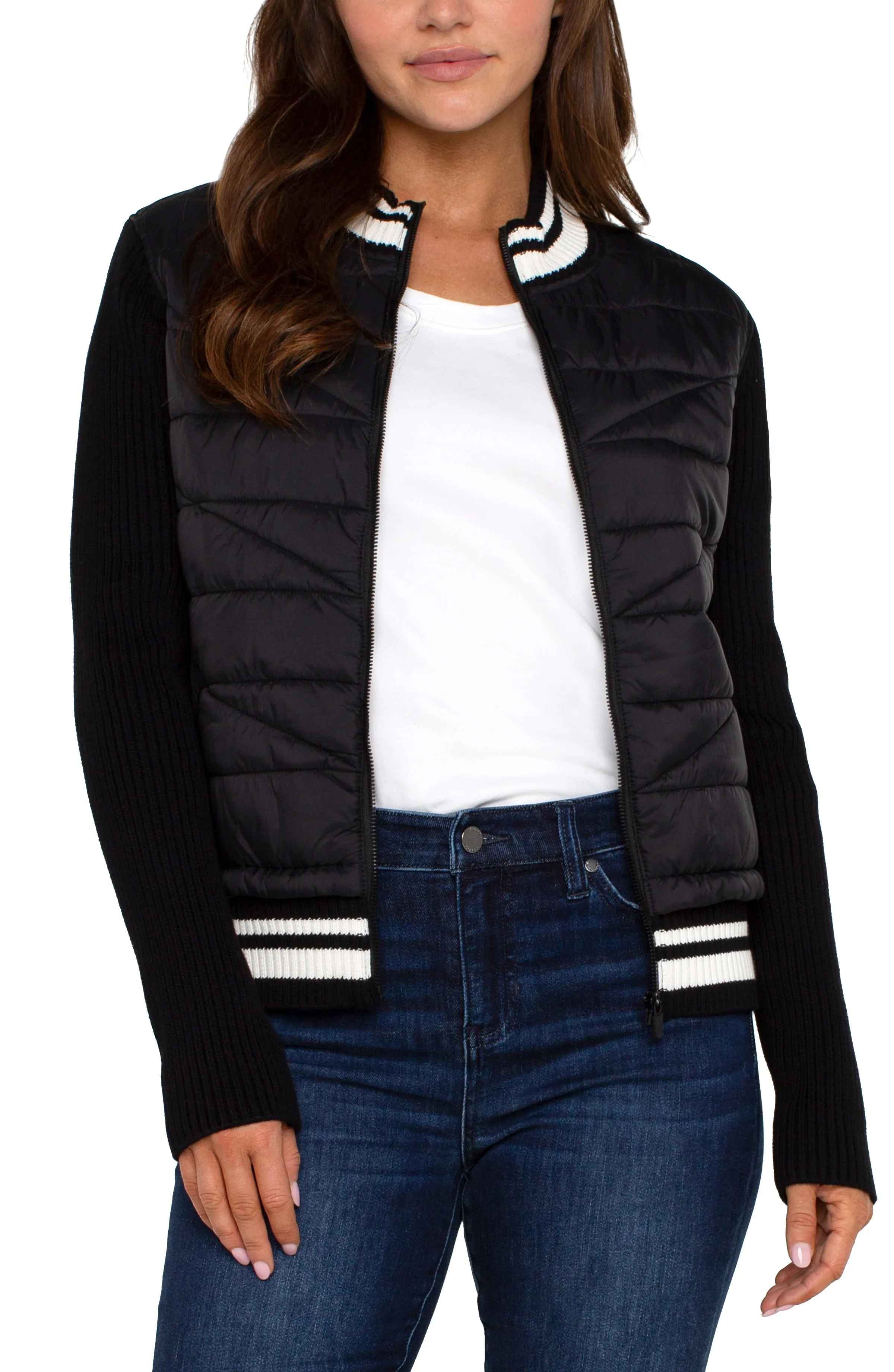 Long Sleeve Quilted Front Jacket