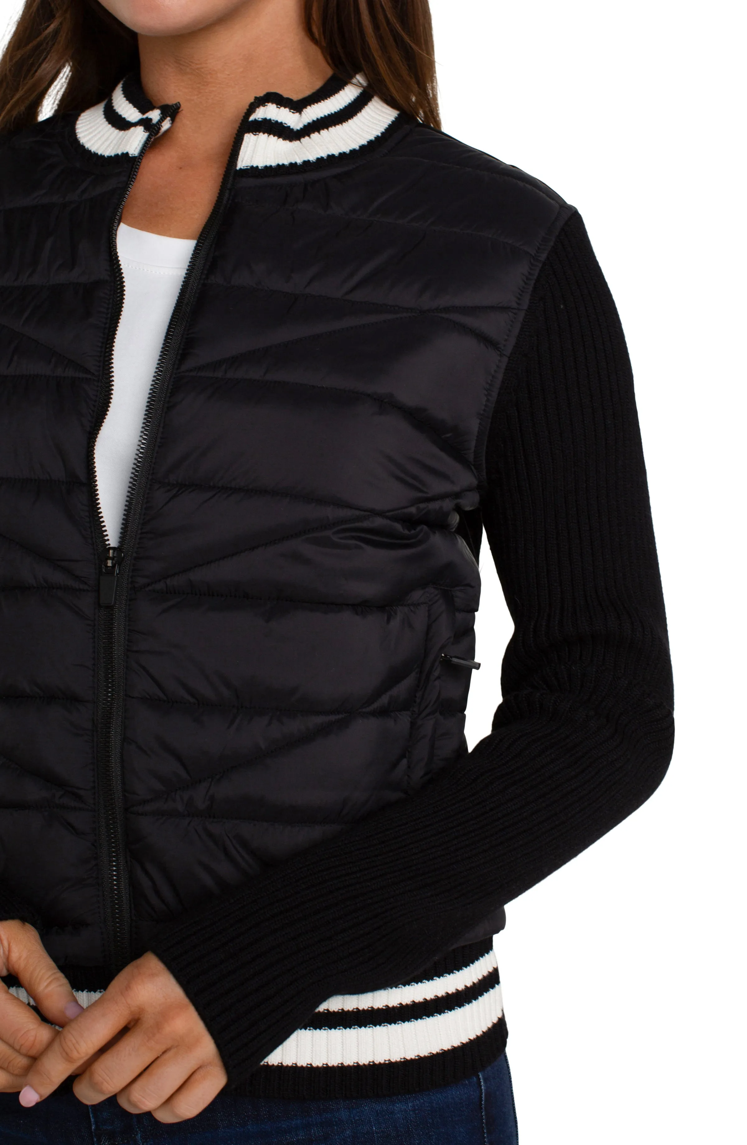 Long Sleeve Quilted Front Jacket