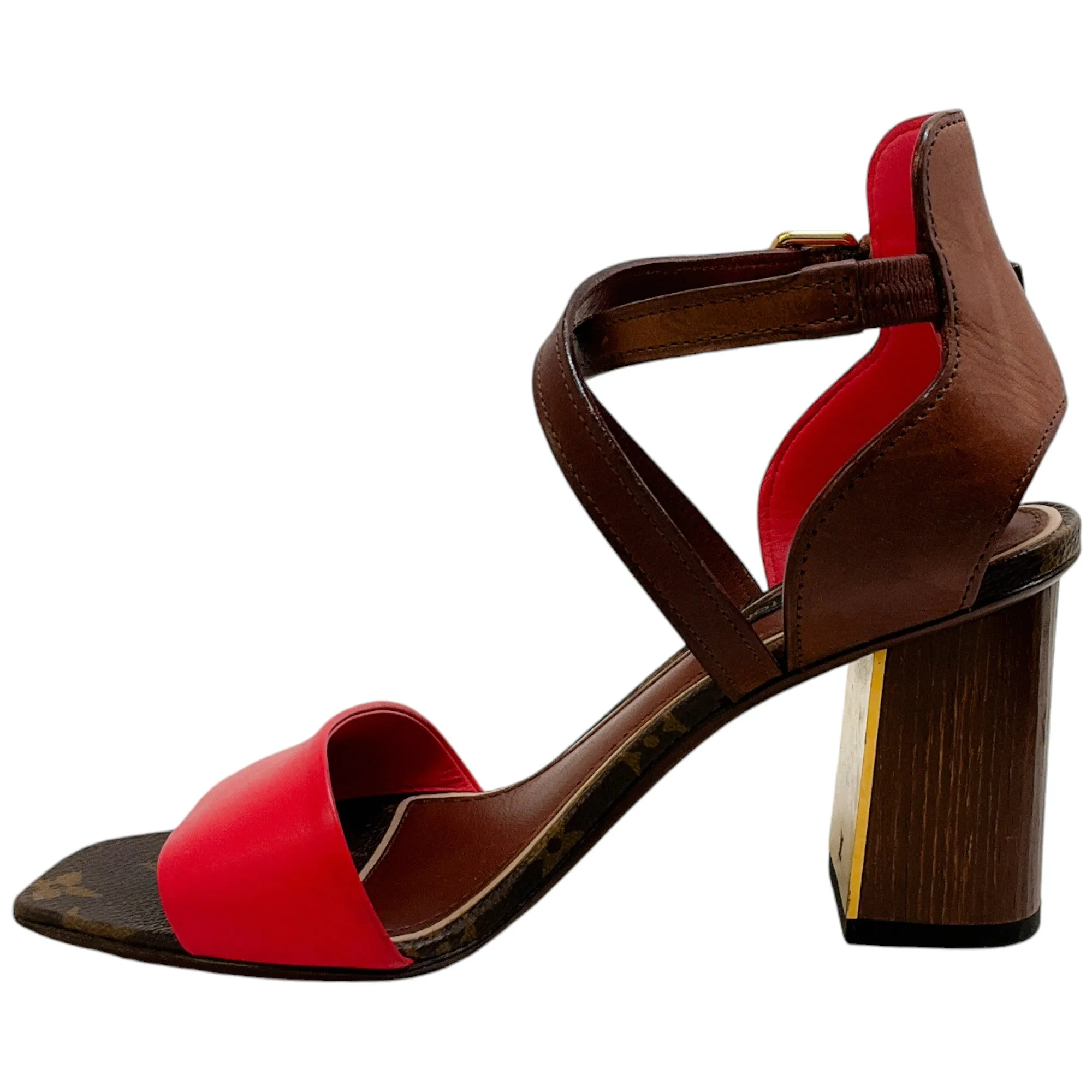 Louis Vuitton Mono Coral Stacked Heel Sandals