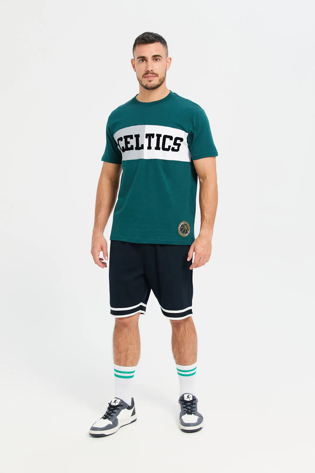 Men Green Celtics Print Active T-Shirt