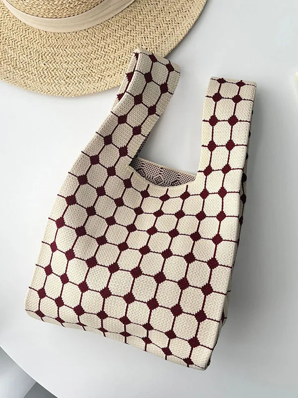 Plaid Woven Handbag