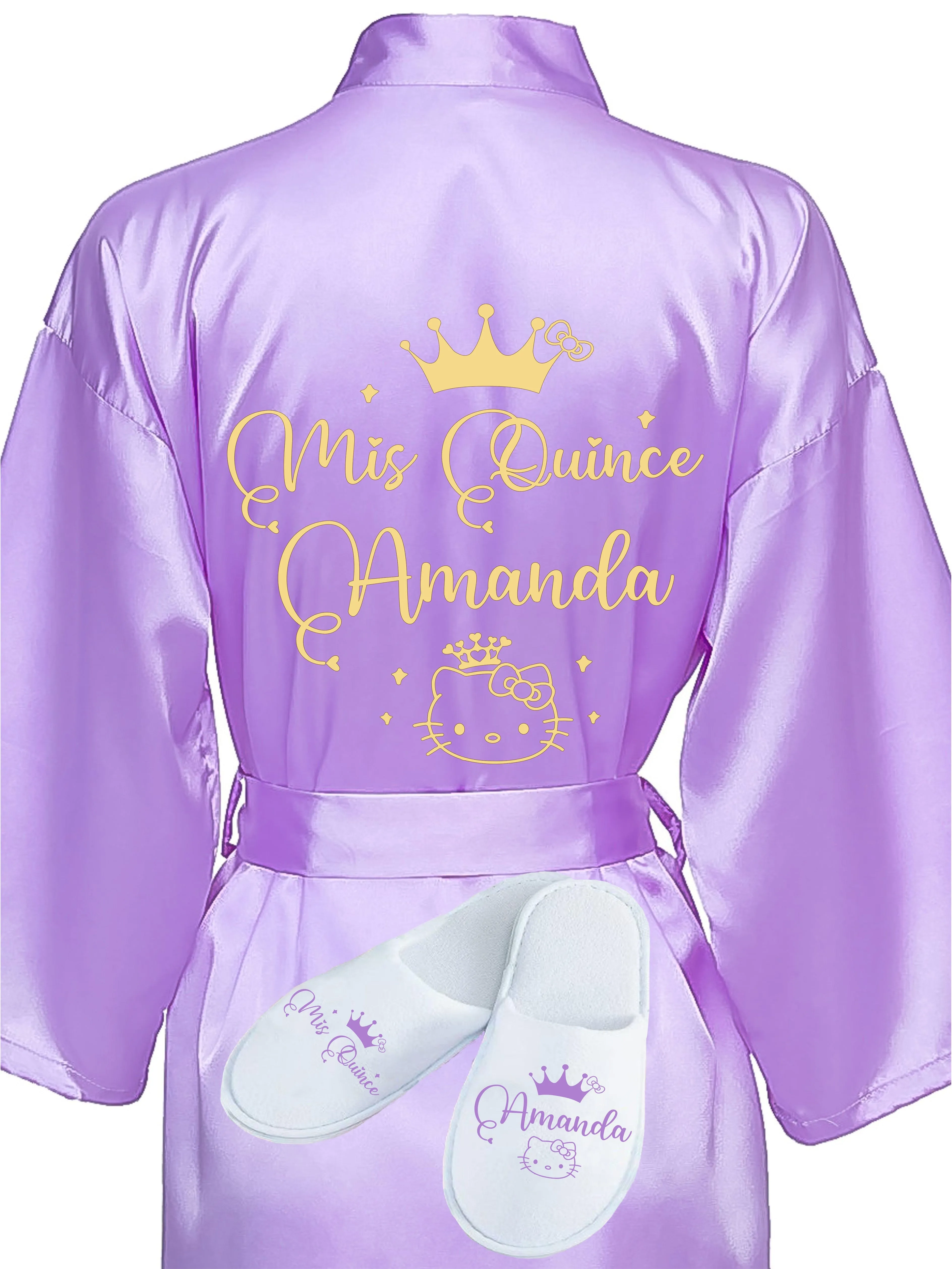 Quinceanera Lavender with Gold robe with slippers