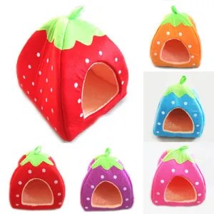 Soft Strawberry Pet Dog Cat Bed House