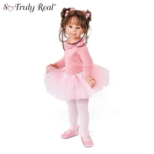 The Ashton-Drake Galleries Lara Ballerina Lifelike So Truly Real® Child Girl Doll Weighted Fully Poseable with Soft RealTouch® Vinyl Skin and Ballet Tutu by Doll Artist Monika Levenig 31-Inches